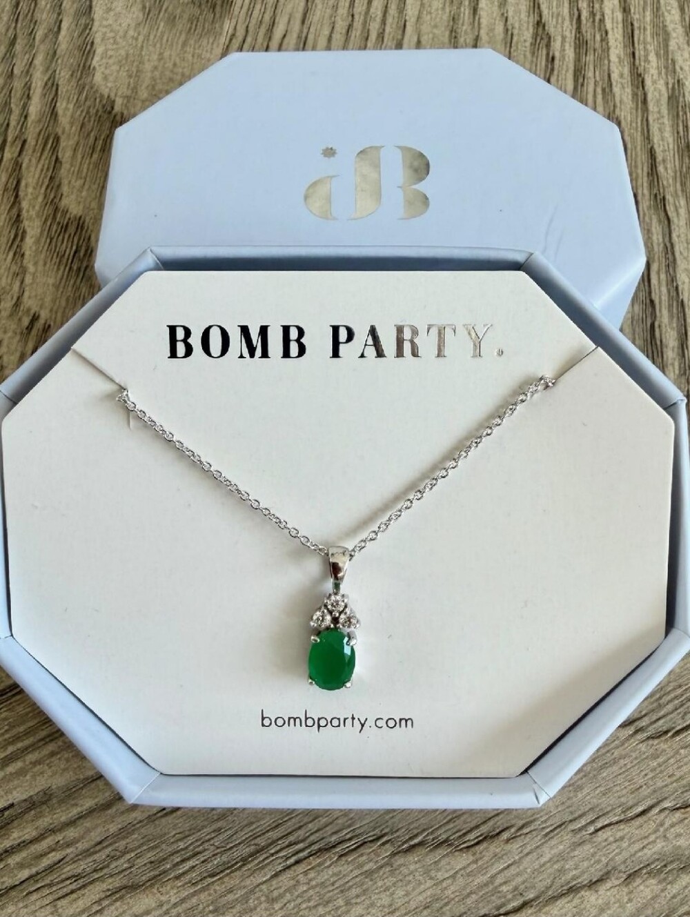 RBP #3904 'Dazzle Me Darling' Jade Pendant Necklace w/ Rhodium NWT Bomb Party